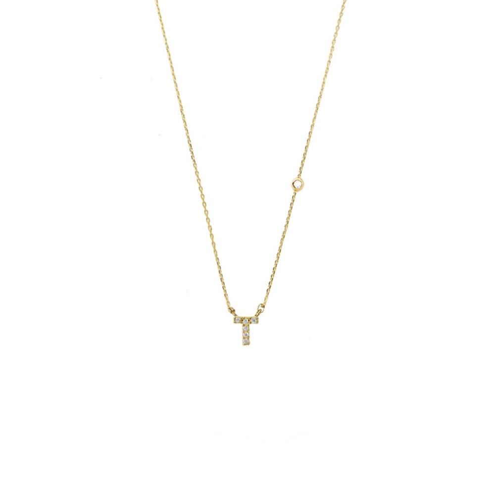 NEW TAI JEWELRY women's initial t necklace in gold